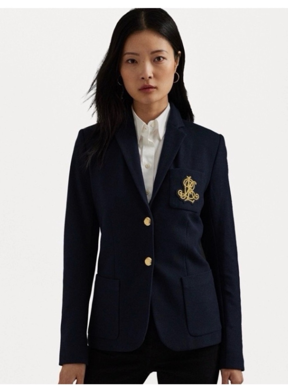 Ralph Lauren Navy Blazer with Gold Crest Patch